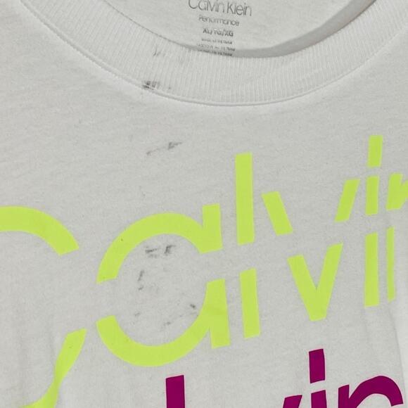 Calvin Klein Performance womans Sliced Logo Cropped T-Shirt White  XL - Picture 3 of 11